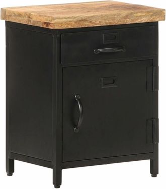 vidaXL Vidaxl - Mesita de noche de madera maciza de mango rugosa 40x30x52 cm