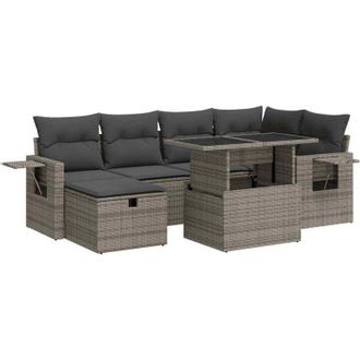 vidaXL Vidaxl - Set Divani da Giardino 7 pz con Cuscini Grigio in Polyrattan