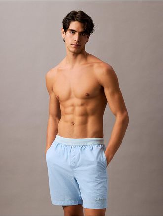 Calvin Klein Mens Logo Waistband Swim Shorts - Blue - 2XL