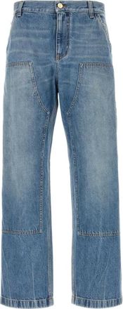 Versace Heren, Jeans, Blauw, Maat: W34 Katoen
