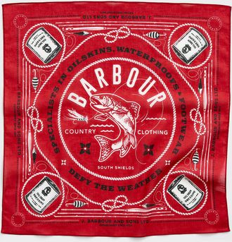 Barbour Mens Vintage fishing illustration neckerchief