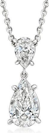 Grown Brilliance 2 Carat Lab Grown Pear Drop Pendant Necklace in 14K White Gold, 16 + 2 Extender, Gift Box Included