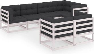 vidaXL Juego De Muebles De Jard&iacute;n 7 Pzas Y Cojines Madera Maciza Pino Vidaxl