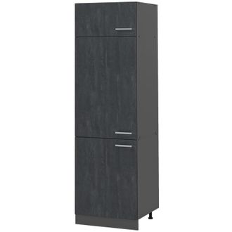 Vicco Armario Para Frigor&iacute;fico Empotrado R-line, Hormig&oacute;n Negro, 60 Cm