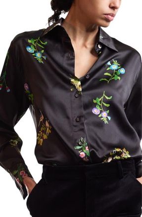 Cynthia Rowley Collectible Silk Blouse in Black at Nordstrom, Size X-Small