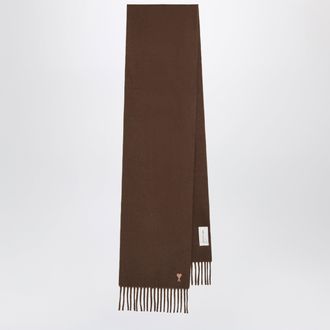Ami Brown Ami de Coeur wool scarf