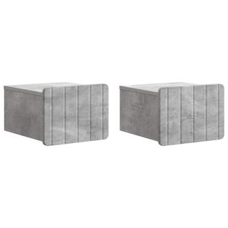 vidaXL Mesita De Noche De Pared 2 Pcs Gris Hormig&oacute;n 33 X 34,5 X 24 Cm Vidaxl