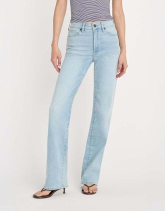 Good American Good True - Jeans dritti tecnici morbidi lavaggio azzurro-Blu