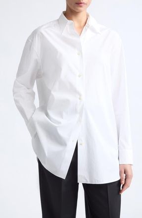 Jil Sander Cotton Long Sleeve Shirt in Optic White at Nordstrom, Size 42