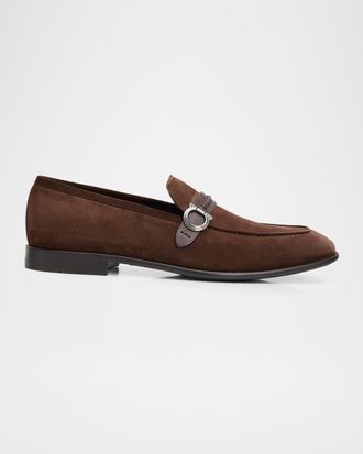 Ferragamo Men & apos;s Terence Suede Side-Gancio Loafers