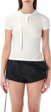 Diesel White Solid Round Neck T-Shirt