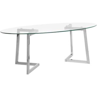 Beliani Mesa De Centro De Cristal Plateado 120 X 60 Cm Patas De Metal Moderno Fresno