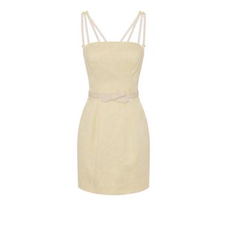 Elisabetta Franchi Floral Jacquard Mini Jurk Lemonade - Dames - Korte kleedjes - Beige - L - Kleedjes