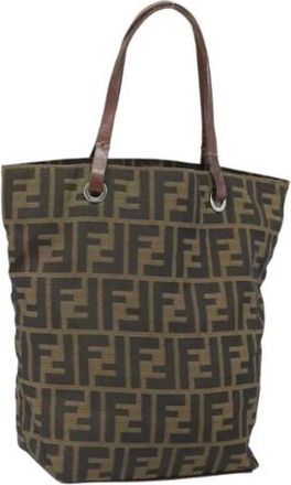 Fendi Pre-owned Tote Bags, female, Brown, Size: ONE SIZE Pre-owned Canvas Tote Bag