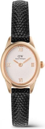 Daniel Wellington Ophelia Mini Leather Strap Watch, 22mm x 25.5mm in Rose Gold-Tone/black at Nordstrom