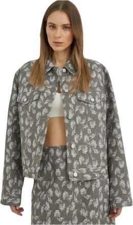 Sams&oslash;e & Sams&oslash;e Buttoned Floral Jacket - Dames - Zomerjassen - Grijs - S - Katoen - Jassen