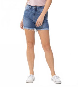 Judy Blue Side Seam Fray Detail Cut Off Shorts In Blue