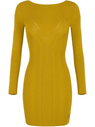 Elisabetta Franchi crossover lace-detail mini dress - women - Polyamide/Viscose - 46 - Yellow