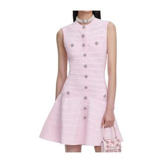 Self Portrait Short Dresses, female, Pink, Size: M Buttoned A-line Mini Dress