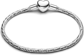 Pandora Heart Clasp Faceted Snake Chain Bracelet