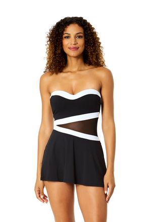 Anne Cole Womens Gabor Mesh Paneled Strapless Mesh Swim Dress at Nordstrom, Size 10