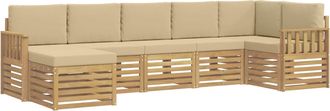 vidaXL Conjunto De Sof&aacute;s De Exterior 6 Uds. Blanco Y Beige Poli&eacute;ster Vidaxl