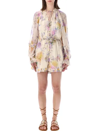 Zimmermann Luna Ruffle Ruffled Floral Playsuit