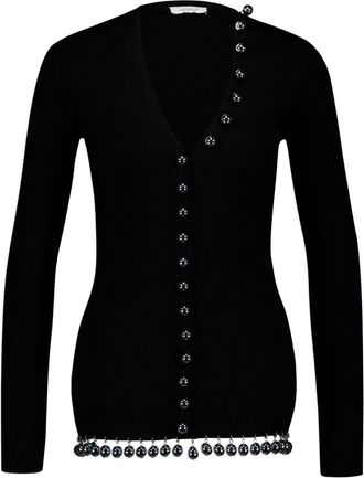 Paco Rabanne bead-embellished wool cardigan - women - Wool - S - Black