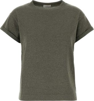 Brunello Cucinelli Dark Green Crew Neck T-Shirt