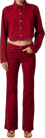 LE JEAN Cowboy Bootcut Mid Rise Jeans In Red