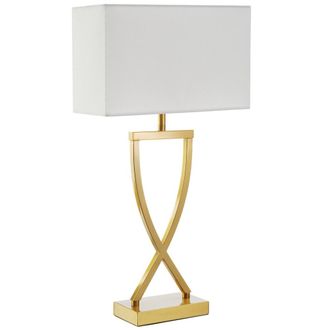 TecTake L&aacute;mpara de mesa moderna con base, 60W, 27 x 12 x 51,5 cm, lat&oacute;n