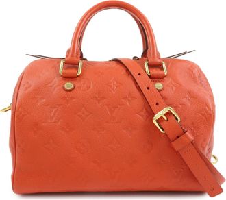 Louis Vuitton Speedy Bandouliere Monogram Empreinte Leather Orange Leather Handbag (Pre-Owned)