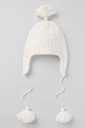 Alo | Cable Knit Winter Bliss Earflap Beanie Hat in Ivory