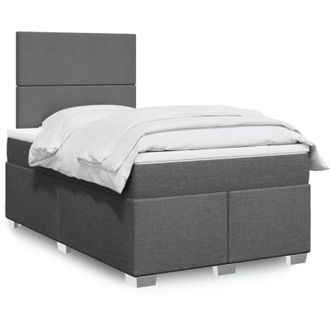 vidaXL Cama Box Spring Con Colch&oacute;n Tela Gris Oscuro 120x190 Cm Vidaxl