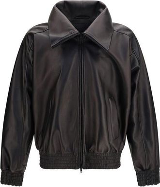 Balenciaga Black Lamb Ovis Aries Leather Mens Jacket
