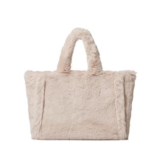 Generic Winter Faux Fur Handbag Simple Stylish Large Tote Soft Women Shoulder Bag Phone Purses Work(Apricot)