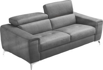 Egoitaliano 2,5-Sitzer »Francine, Designsofa, Loungesofa, Breite 213 cm, Fussfarbe chrom« Designfuss, Luxus-Microfaser Lederoptik, smoke