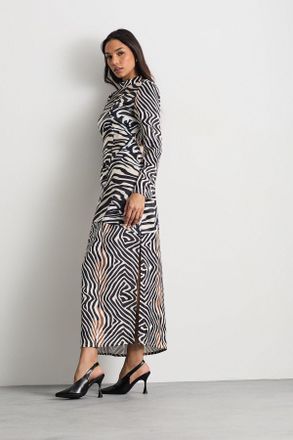 Warehouse Womens Zebra Printed Satin Panelled Maxi Dress - Animal - Size 10 UK