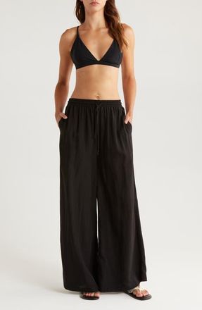 Nordstrom Flowey Cover-Up Pants in Black at Nordstrom, Size Medium