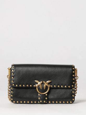 Pinko Mini borsa Love One Slouchy in pelle con ricamo monogram e logo Love Birds