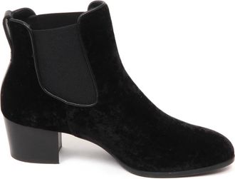 Hogan Fluwelen enkellaars met elastische piping - Dames - Laarzen met Hak - Zwart - 36 EU - Schoenen