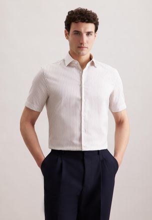 Seidensticker Businesshemd SEIDENSTICKER Shaped, Herren, Gr. L (41), normale &Auml;rmell&auml;ngen, beige (sand), 100% Baumwolle, gestreift, tailored fit, gerader Abschluss, 