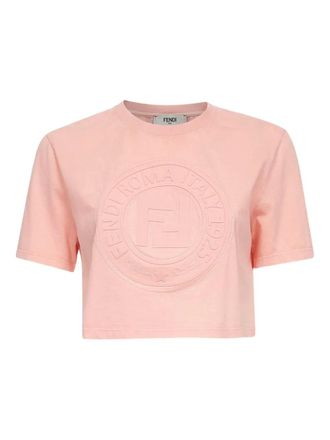 Fendi Top met logo-reliëf en korte mouwen - Roze