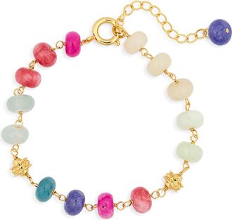 Eye Candy Los Angeles Amna Multicolor Beaded Station Bracelet in Gold at Nordstrom Rack