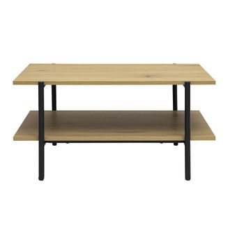 Miliboo Mesa De Centro Rectangular Acabado En Madera Clara Roble Y Metal Negro L80 Cm Pippa