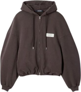 Jacquemus Le Hoodie Montaigne - Dames - Vesten met rits - Bruin - M - Katoen - Hoodies & sweatvesten