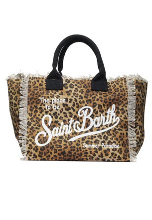 MC2 Saint Barth Rectangular Tote Bag with Leopard Print