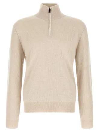 Brioni Beige Mock Collar Sweater
