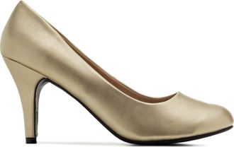 Andres Machado Faux Leather Stilettos for Women with 3.74 / 9.5 cm Heel - Round Toe - High Heels/Heeled Shoes - AM422 Gold - Special Size UK 2 / EU 33