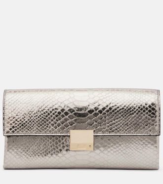Tom Ford Jean snake-effect metallic leather clutch